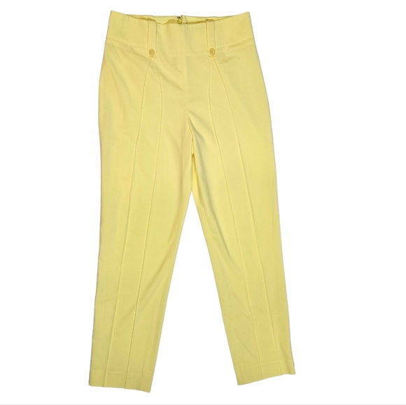 BCBG Maxazria Yellow Pintuck Ankle Dress Pants Size 10 ? Flat Front Work Career - Picture 3 of 16